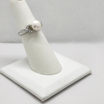 Brand New Sterling Silver 925 Pearl Crossover Ring