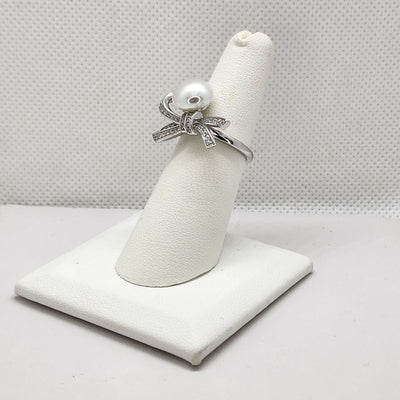 Brand New Sterling Silver 925 Pearl Bow Ring