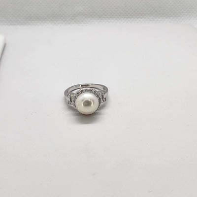 Brand New Sterling Silver 925 Pearl Round Ring