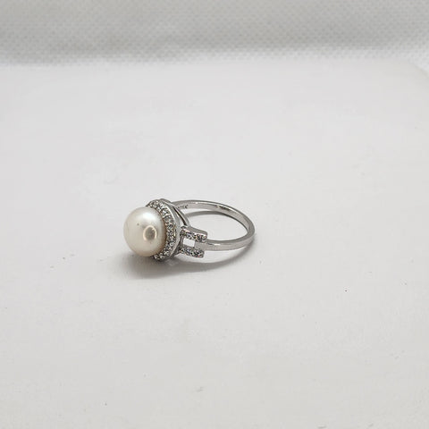 Brand New Sterling Silver 925 Pearl Round Ring