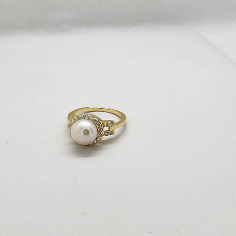 Brand New Sterling Silver 925 Pearl Round Ring