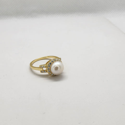 Brand New Sterling Silver 925 Pearl Round Ring