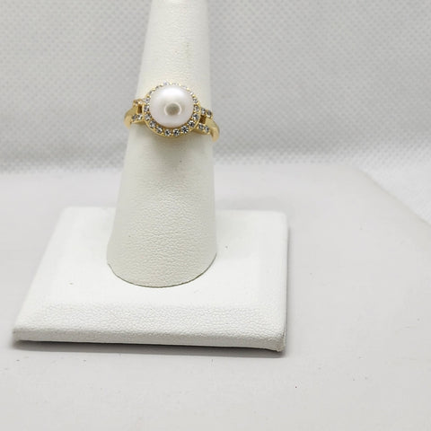 Brand New Sterling Silver 925 Pearl Round Ring