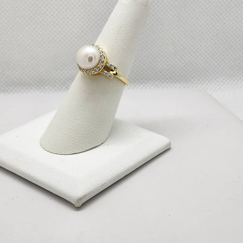 Brand New Sterling Silver 925 Pearl Round Ring