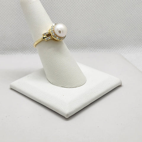 Brand New Sterling Silver 925 Pearl Round Ring