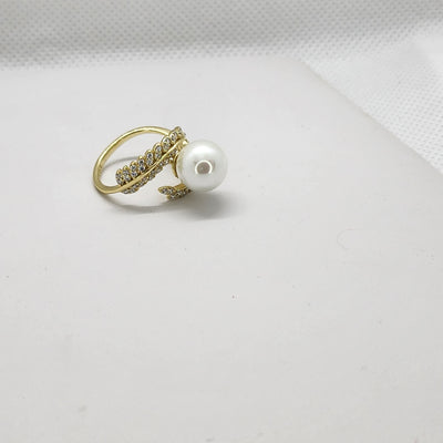 Brand New Sterling Silver 925 Pearl Leaf Ring