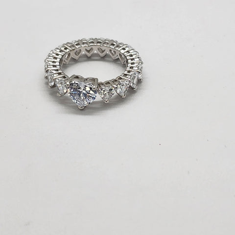 Brand New Sterling Silver 925 Hearts Eternity Ring