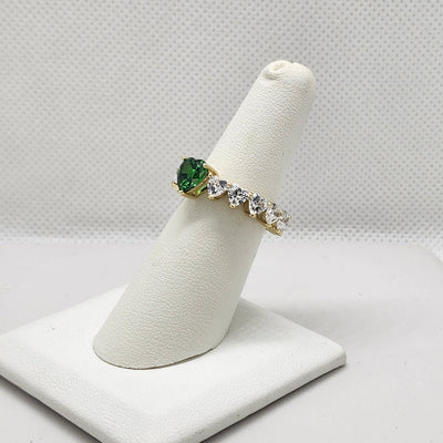 Brand New Sterling Silver 925 Green Hearts Eternity Ring