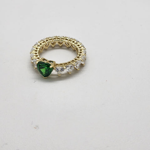 Brand New Sterling Silver 925 Green Hearts Eternity Ring