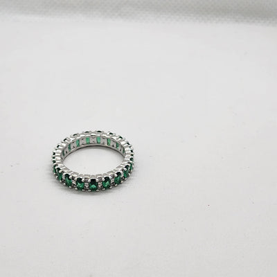 Brand New Sterling Silver 925 Green Eternity Ring