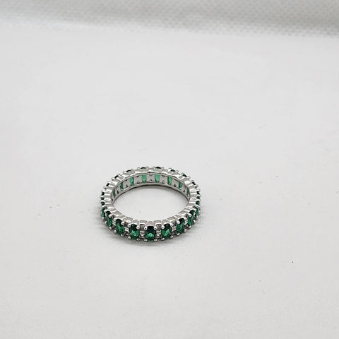 Brand New Sterling Silver 925 Green Eternity Ring