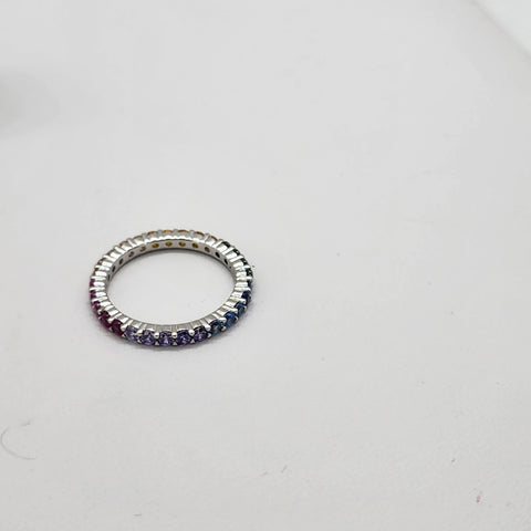 Brand New Sterling Silver 925 Multi Color Eternity Ring