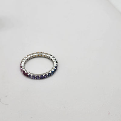 Brand New Sterling Silver 925 Multi Color Eternity Ring