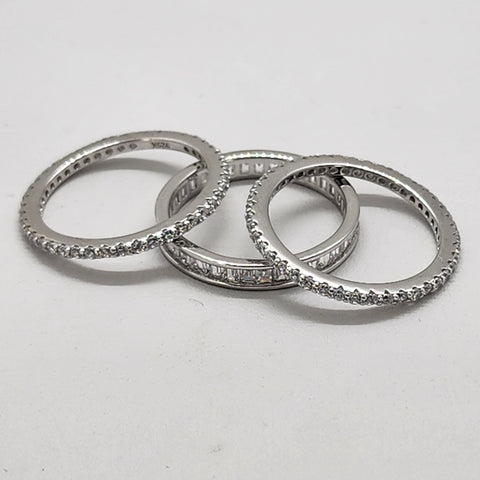 Brand New Sterling Silver 925 3 pcs Silver Cz Ring