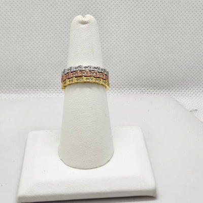 Brand New Sterling Silver 925 3 pcs Tri Color Ring