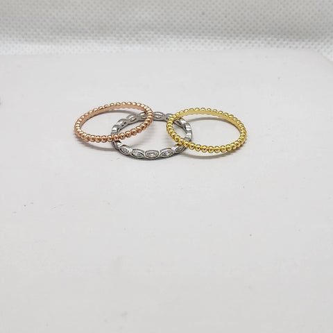 Brand New Sterling Silver 925 Tri Color 3 pcs Ring