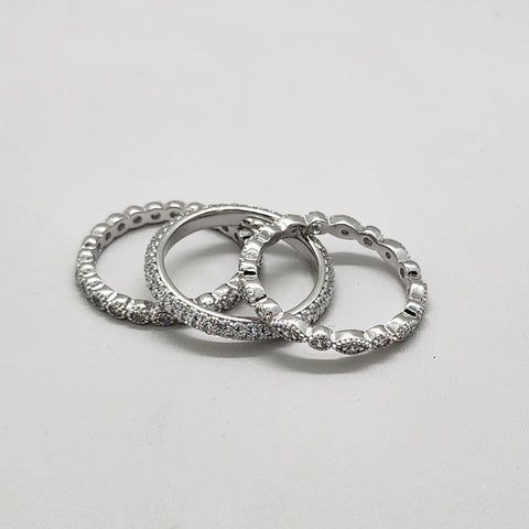 Brand New Sterling Silver 925 Silver Color 3pcs Ring