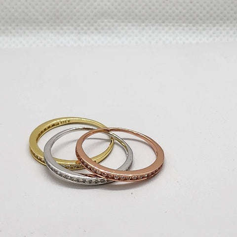 Brand New Sterling Silver 925 Tri Color  3pc Ring