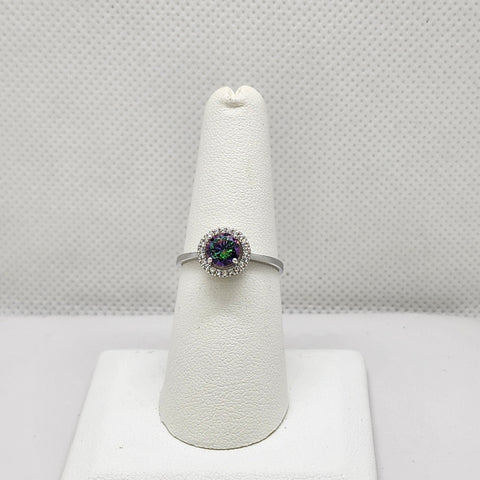 Brand New Sterling Silver 925 Multi Color Round Gemstone Ring