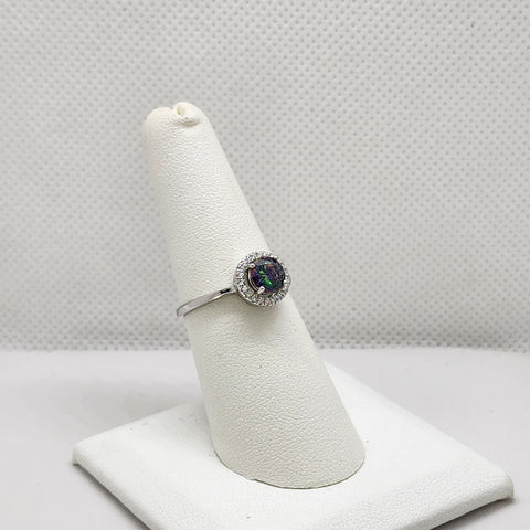 Brand New Sterling Silver 925 Multi Color Round Gemstone Ring