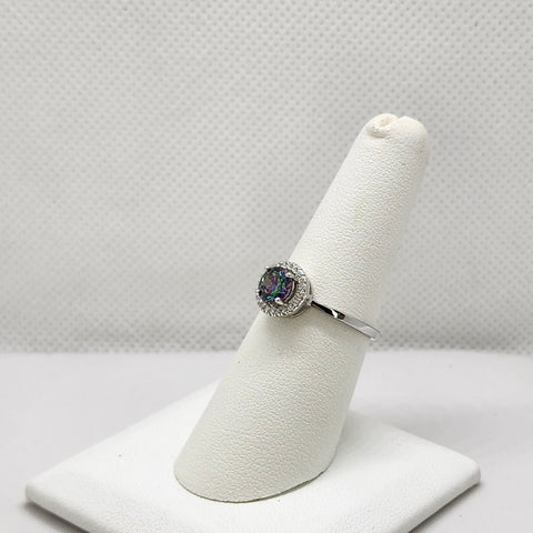 Brand New Sterling Silver 925 Multi Color Round Gemstone Ring