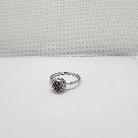 Brand New Sterling Silver 925 Multi Color Round Gemstone Ring