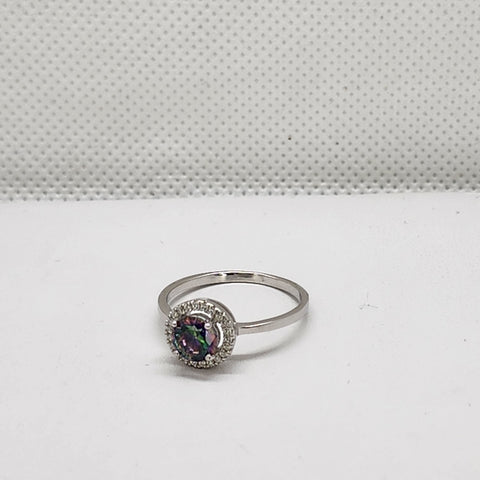 Brand New Sterling Silver 925 Multi Color Round Gemstone Ring