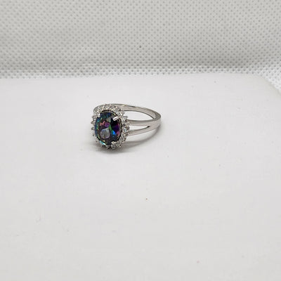 Brand New Sterling Silver 925 Multi Color Gemstone Oval Ring