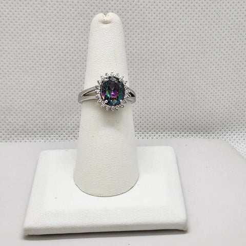 Brand New Sterling Silver 925 Multi Color Gemstone Oval Ring