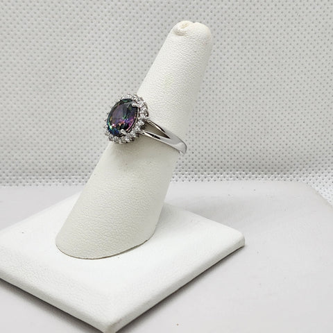 Brand New Sterling Silver 925 Multi Color Gemstone Oval Ring