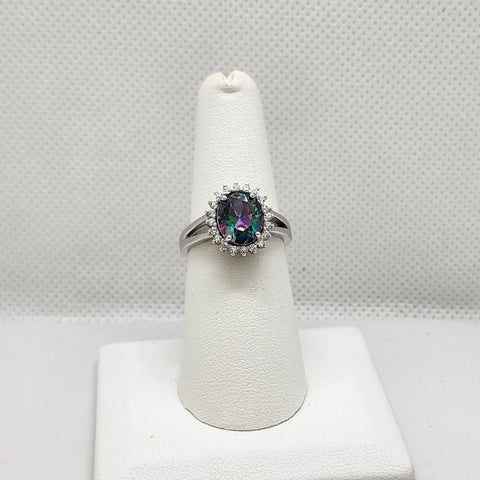 Brand New Sterling Silver 925 Multi Color Gemstone Oval Ring