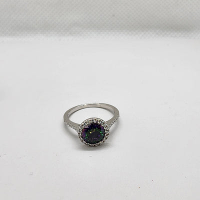 Brand New Sterling Silver 925  Round Multi Gemstone Ring