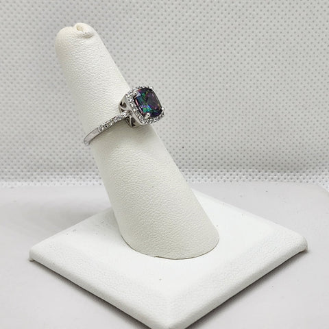 Brand New Sterling Silver 925 Multi Color Square Gemstone Ring