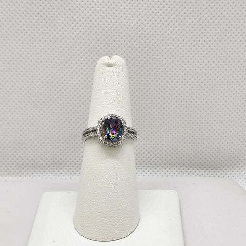 Brand New Sterling Silver 925 Multi Gemstone Oval Ring