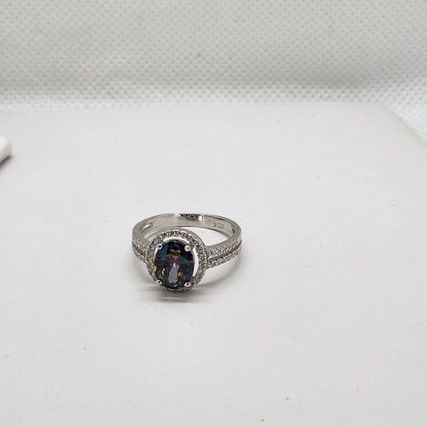 Brand New Sterling Silver 925 Multi Gemstone Oval Ring