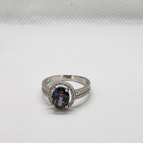 Brand New Sterling Silver 925 Multi Gemstone Oval Ring