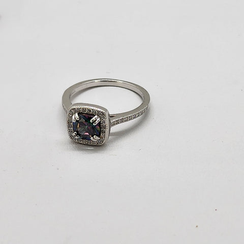 Brand New Sterling Silver 925 Square Multi Gemstone Ring