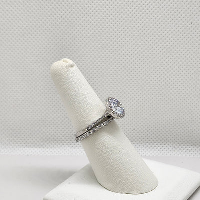 Brand New Sterling Silver 925 2pc Round Gemstone Ring