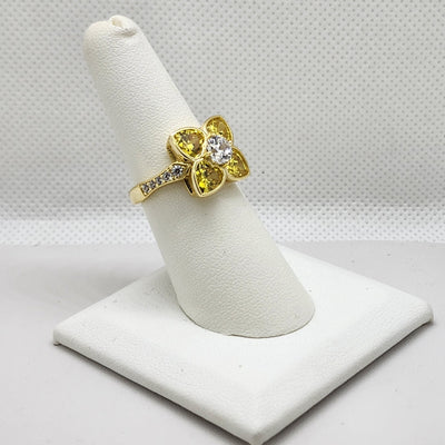 Brand New Sterling Silver 925 Yellow Flower Ring