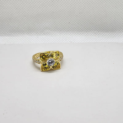 Brand New Sterling Silver 925 Yellow Flower Ring