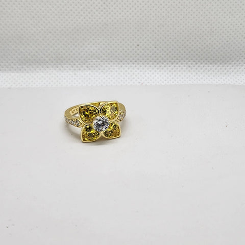 Brand New Sterling Silver 925 Yellow Flower Ring