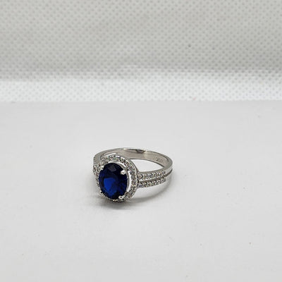 Brand New Sterling Silver 925 Round Blue Gemstone Ring