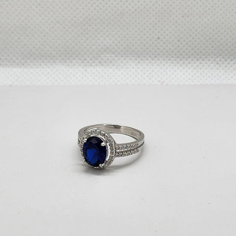 Brand New Sterling Silver 925 Round Blue Gemstone Ring