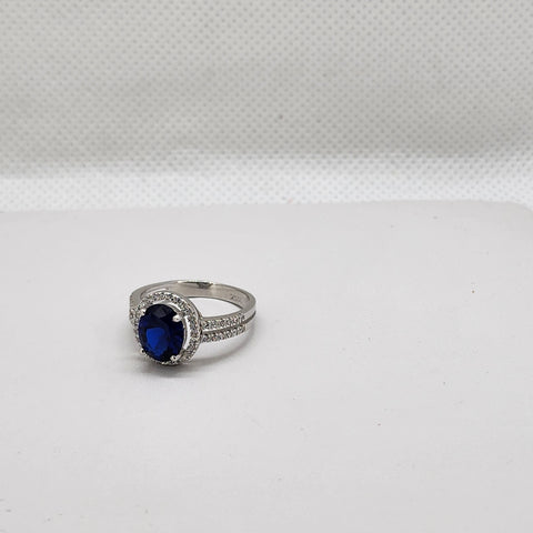 Brand New Sterling Silver 925 Round Blue Gemstone Ring