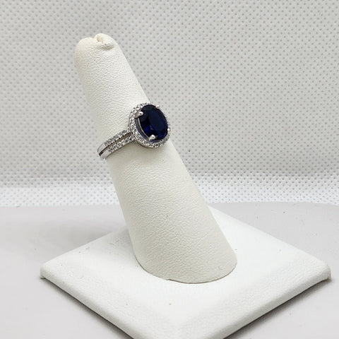 Brand New Sterling Silver 925 Round Blue Gemstone Ring