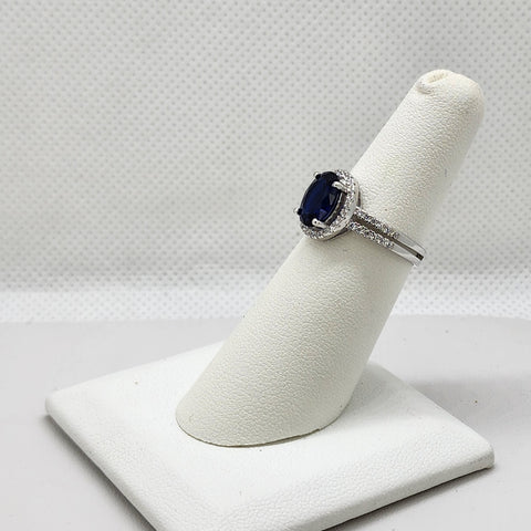 Brand New Sterling Silver 925 Round Blue Gemstone Ring