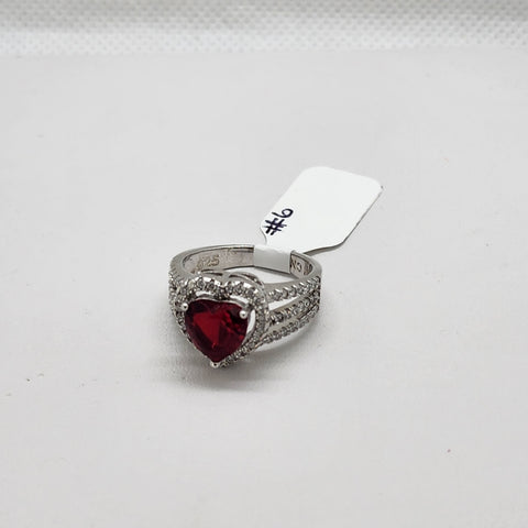 Brand New Sterling Silver 925 Red Heart Gemstone Ring