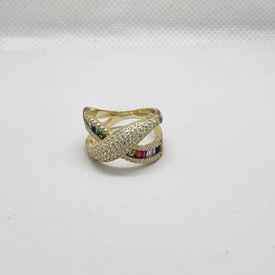 Brand New Sterling Silver 925 Multi Color Crossover Ring