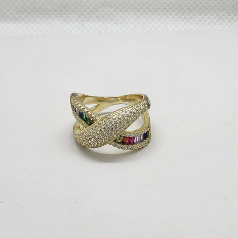 Brand New Sterling Silver 925 Multi Color Crossover Ring