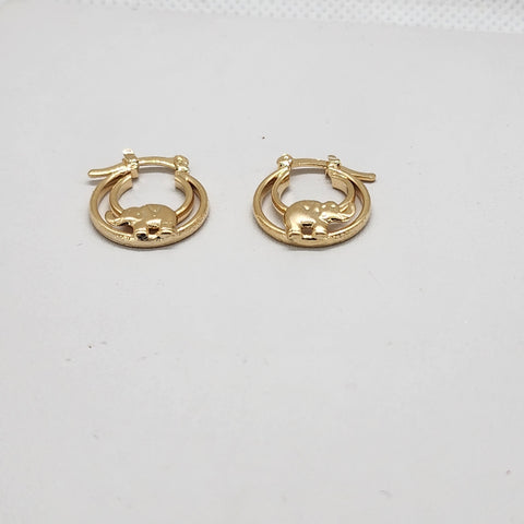 Brand New Brazilian 18k Gold Filled Elephant Hoop Earrings